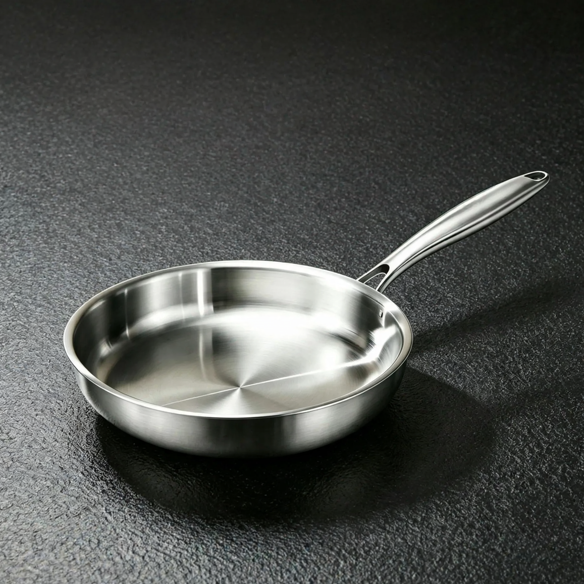 Frying pan, 410 stainless steel, honeycomb pattern — product view 1
