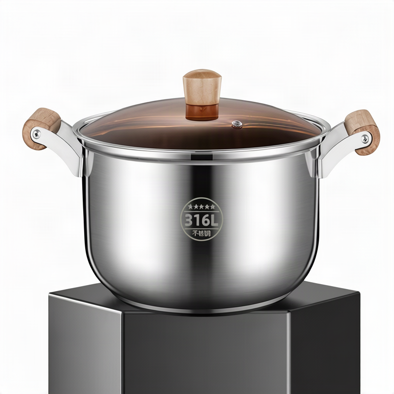 Stainless steel cooking pot 20 cm, 1.1–2 L, model HD190912 — product view 3