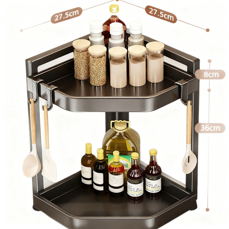Corner shelf for kitchen, spice rack, carbon steel — product view 3