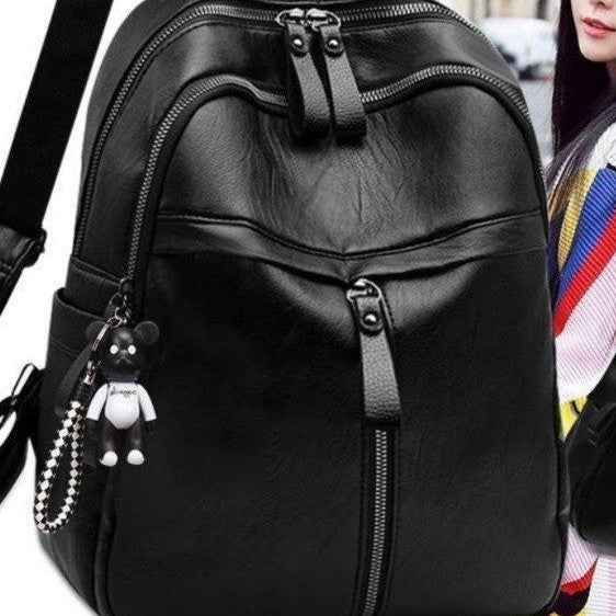 Double shoulder backpack with soft faux leather look — product view 4