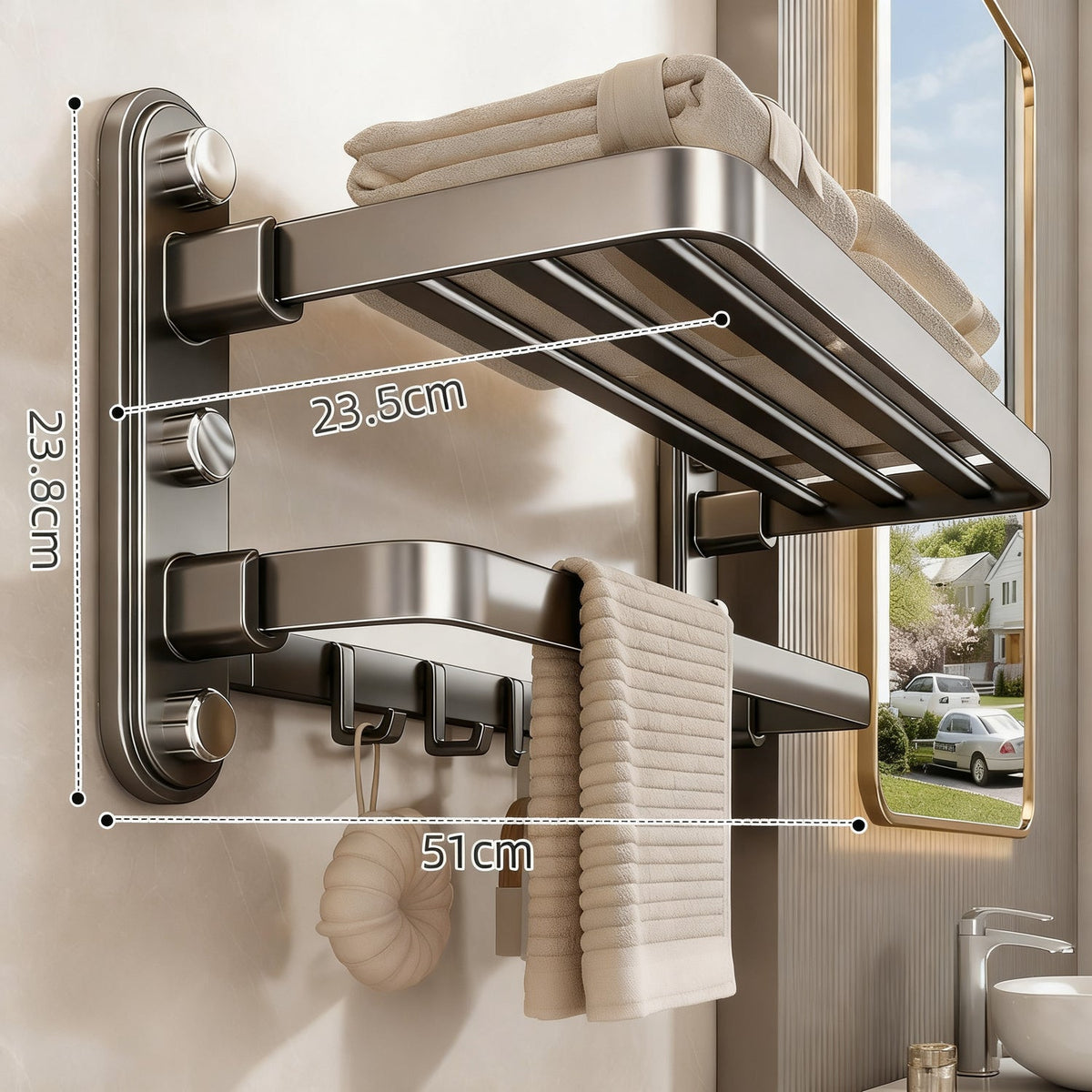 Towel holder without drilling, suction cup mounting — product view 4