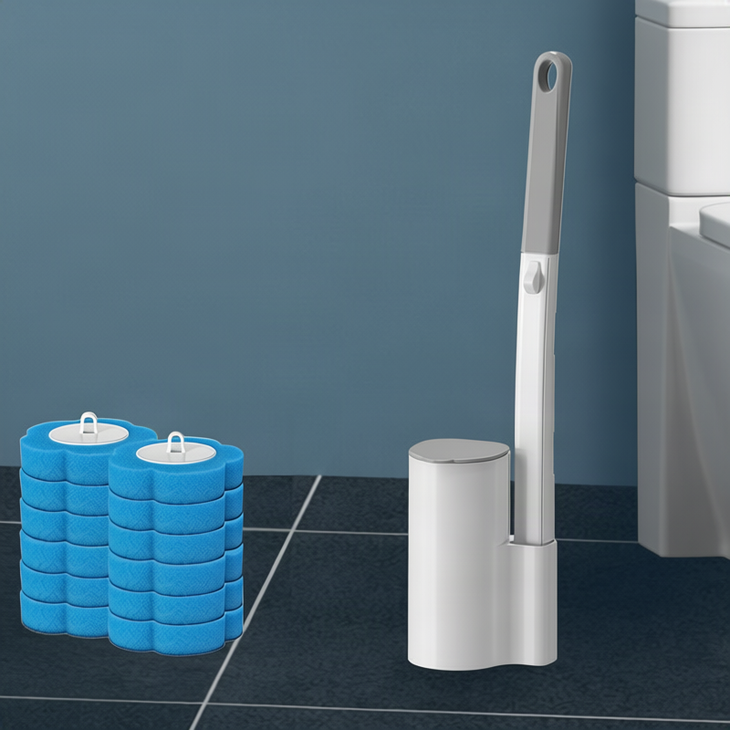 Disposable toilet brush with replacement heads — product view 2