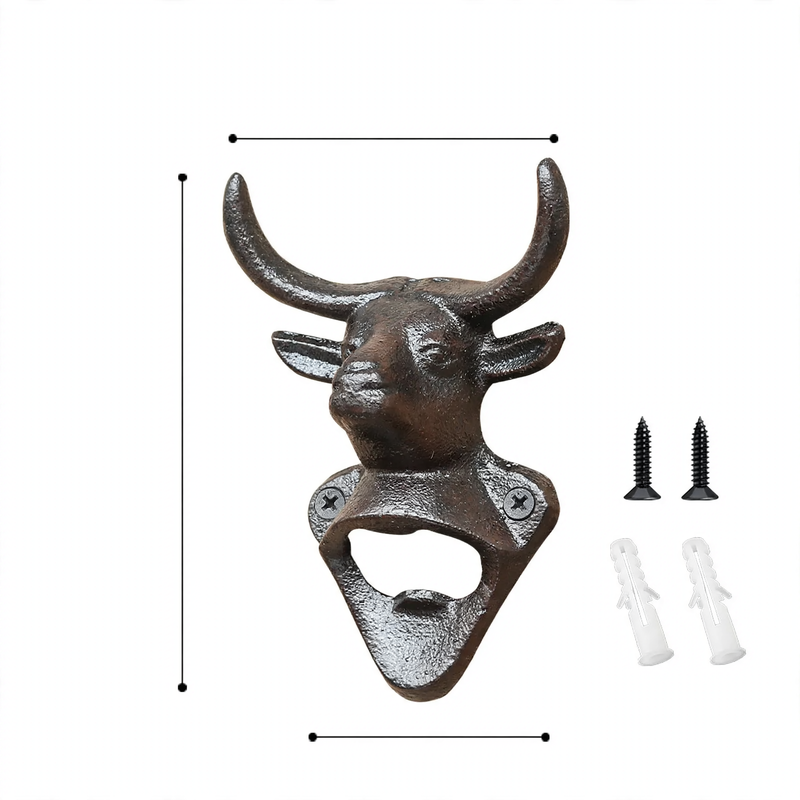 Wall bottle opener, iron, animal head design — product view 6