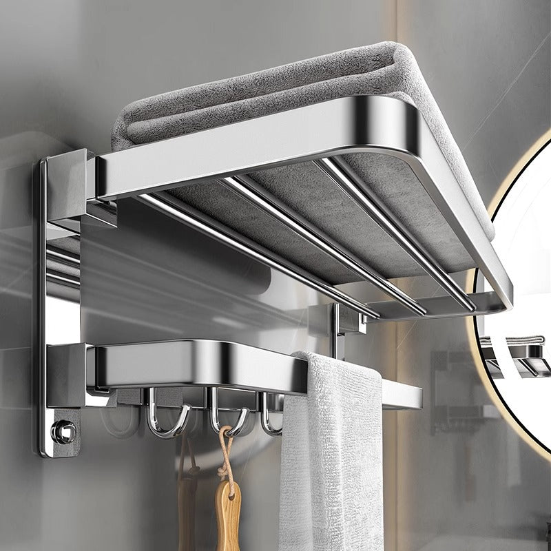 Stainless steel towel holder, wall-mounted, foldable — product view 1