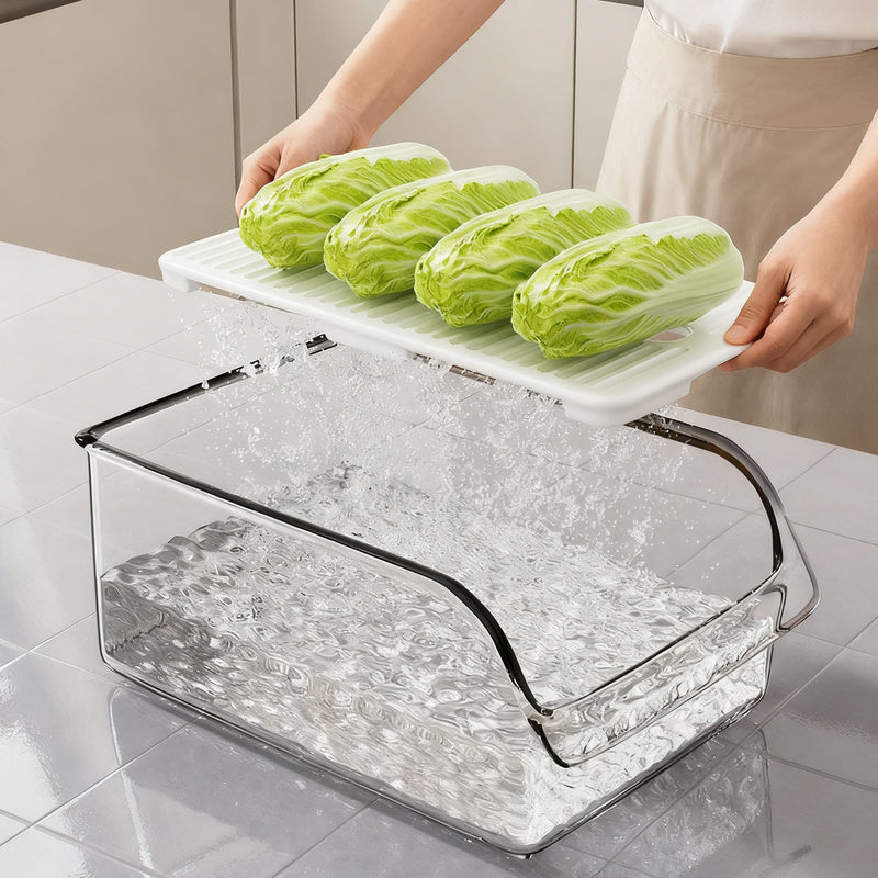 Refrigerator drawer made of PET with drain grid — product view 2