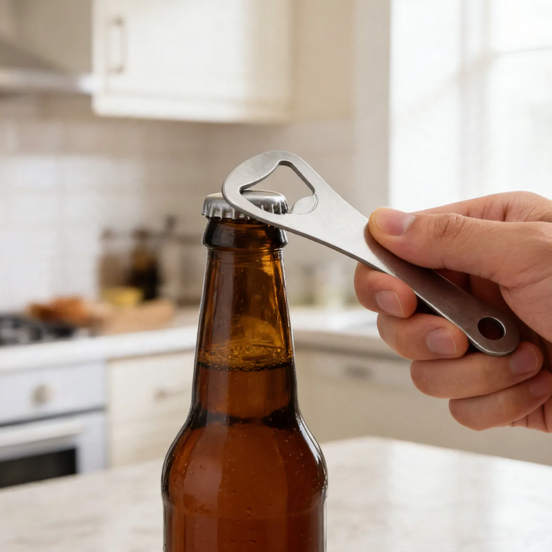 Steel bottle opener, portable — product view 1