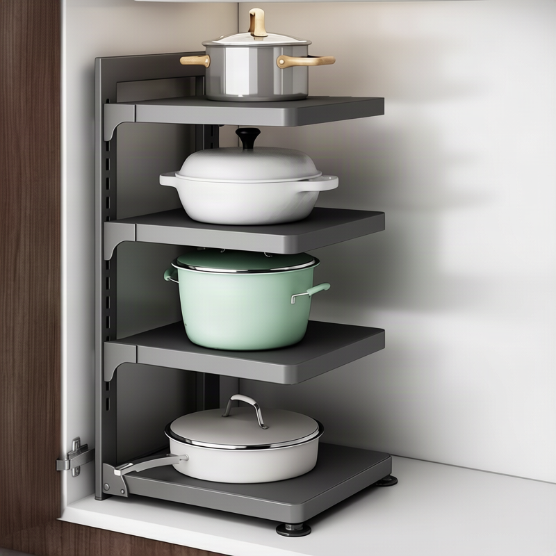 Pot shelf, multi-tier, gunmetal, foldable — product view 4