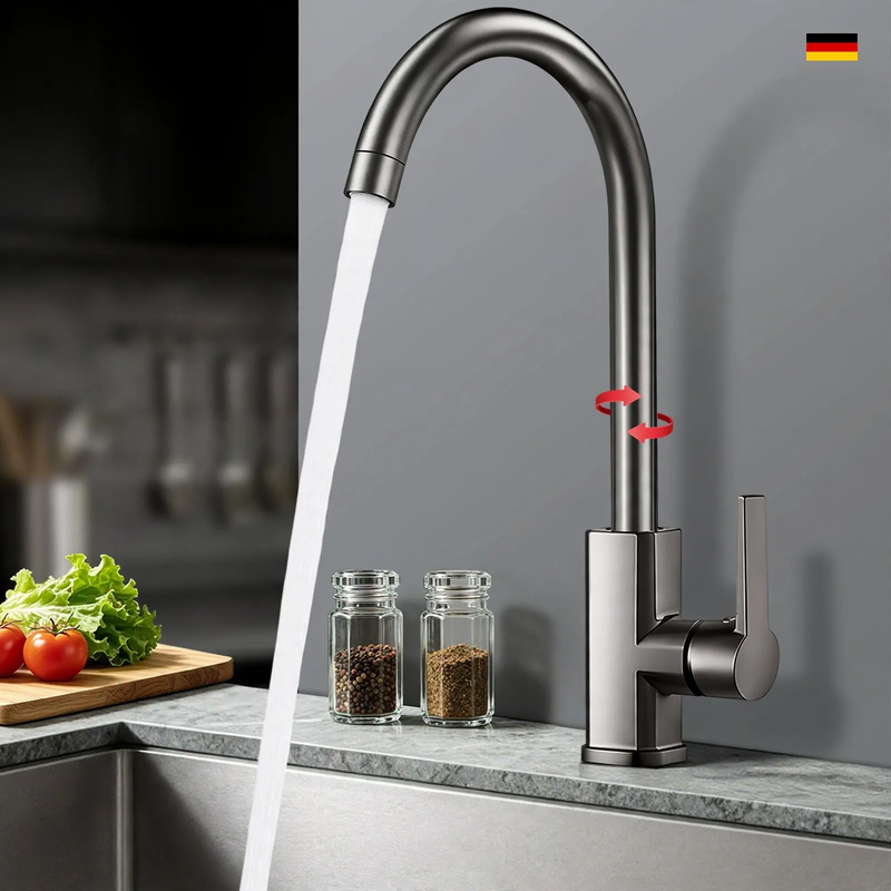 Kitchen faucet with splash guard, swivel, model S-10804 — product view 1
