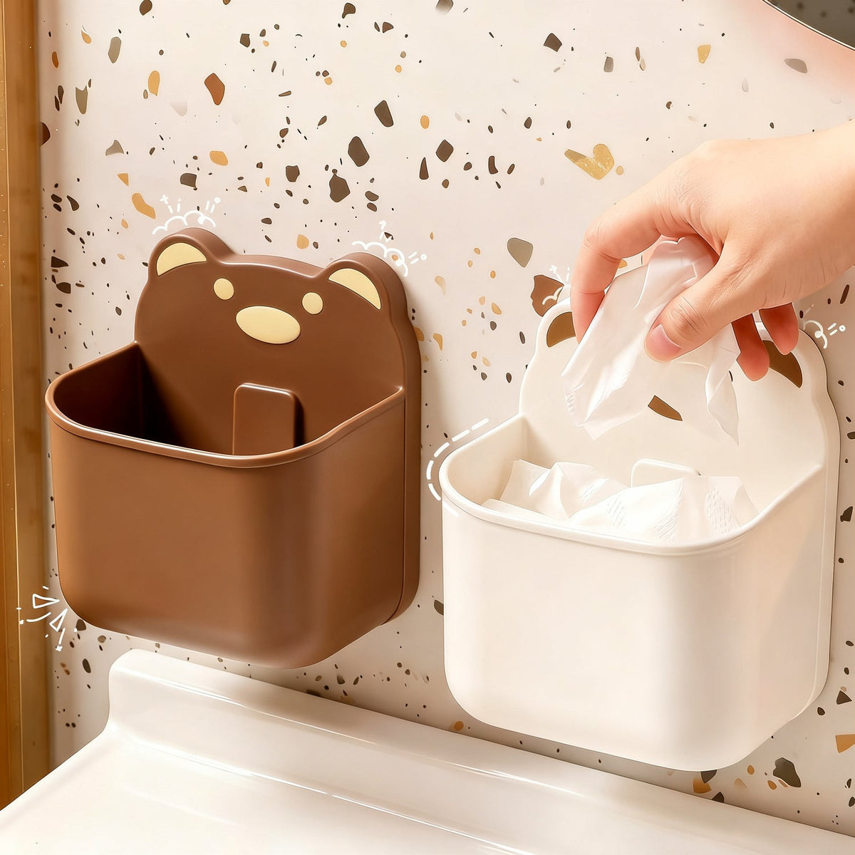 Wall-mounted storage box with drain — product view 1