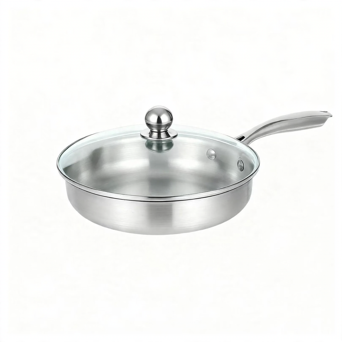 Frying pan, 410 stainless steel, honeycomb pattern — product view 6