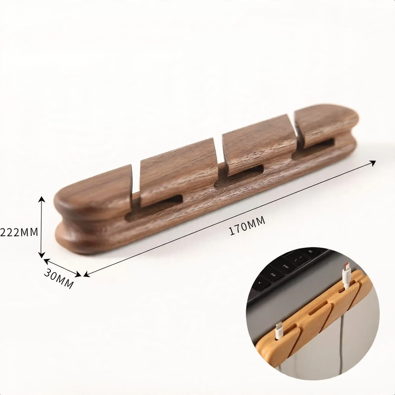 Wood cable organizer with slots — product view 6