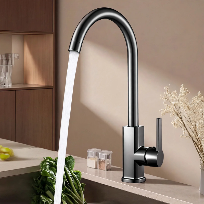 Kitchen faucet with splash guard, swivel, model S-10804 — product view 1