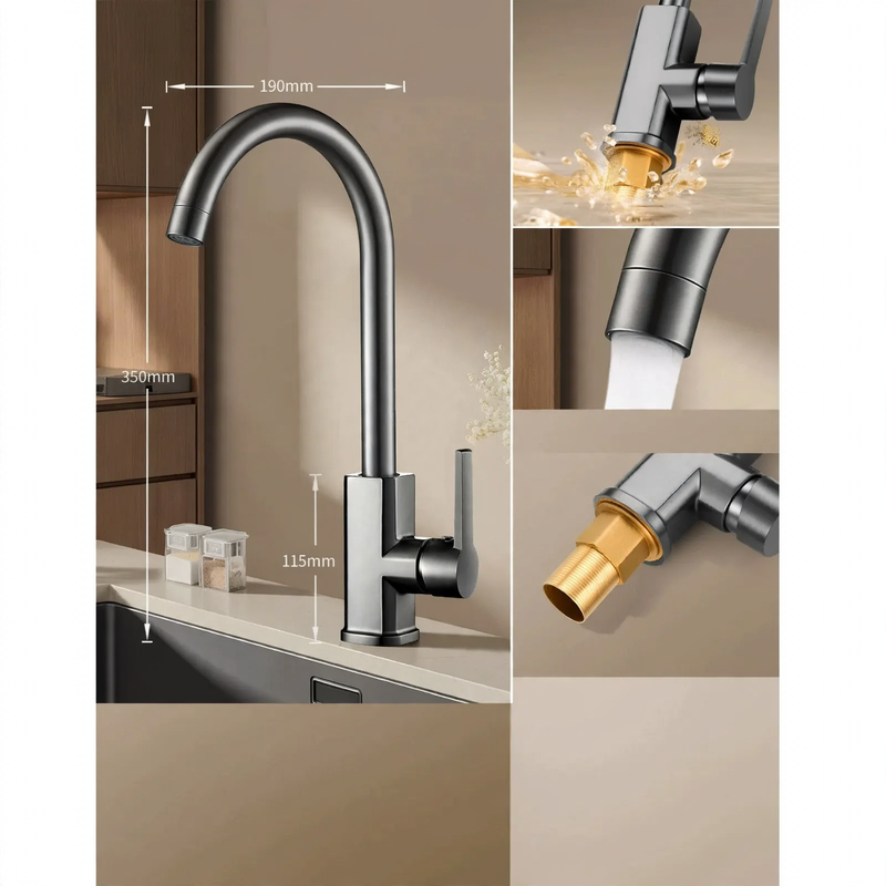Kitchen faucet with splash guard, swivel, model S-10804 — product view 5