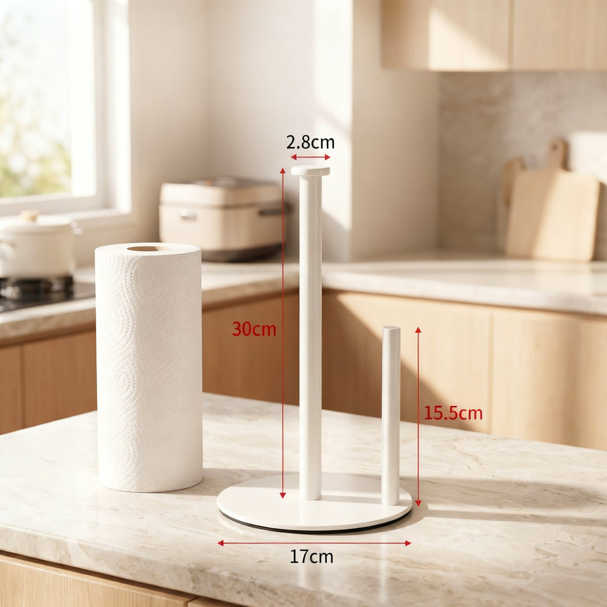 Stainless steel kitchen roll holder, double rod — product view 6