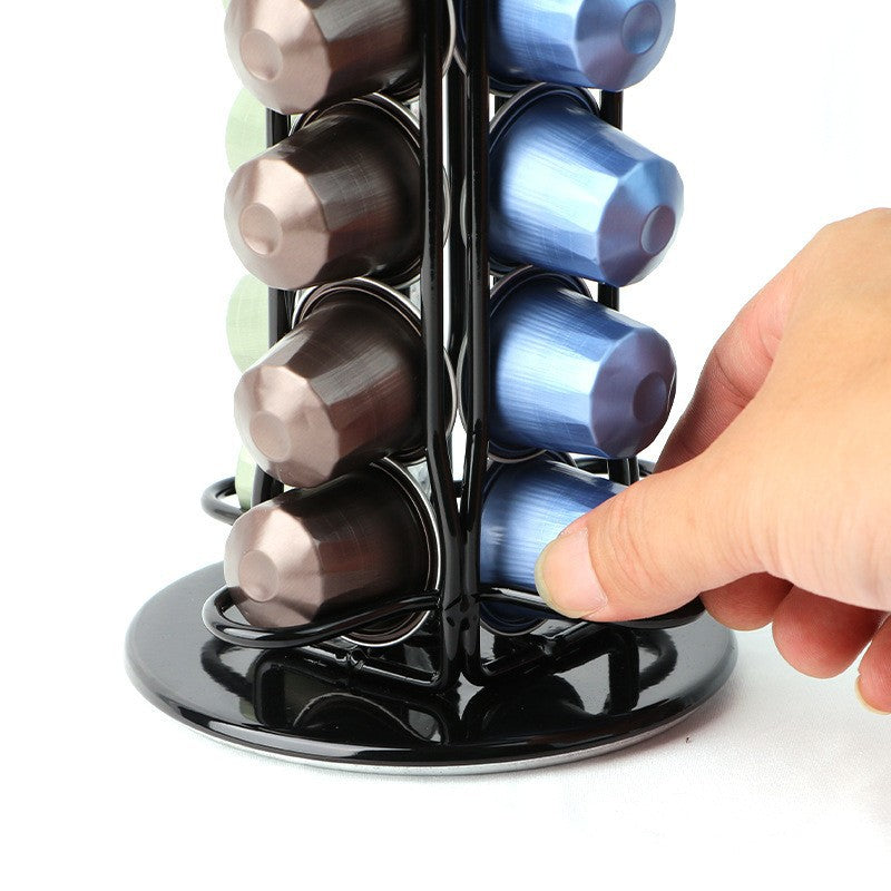 Rotatable coffee capsule organizer made of steel — product view 2