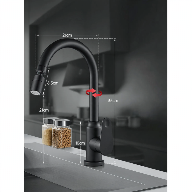 Kitchen faucet with splash guard, single lever operation — product view 4