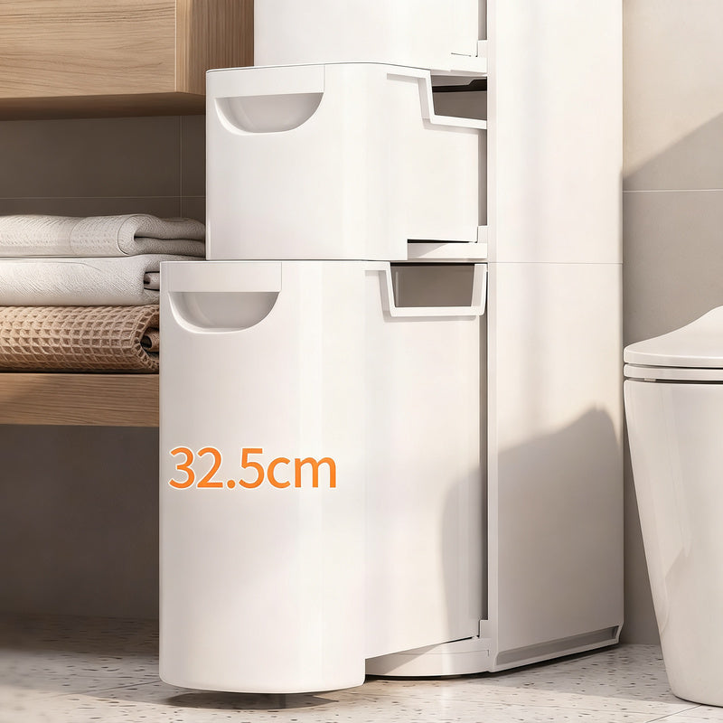 Narrow bathroom drawer cabinet, PP plastic — product view 2