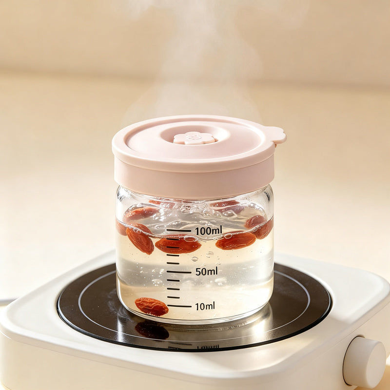 Borosilicate glass storage jar with measurement scale — product view 2