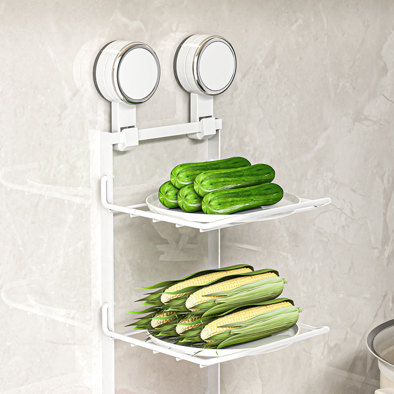 Suction cup preparation shelf, stainless steel, three-layer — product view 3