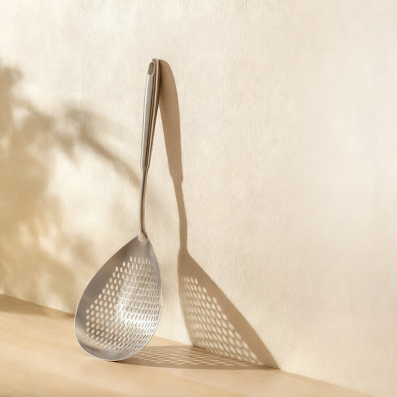 Stainless steel ladle with wooden handle, large size — product view 6