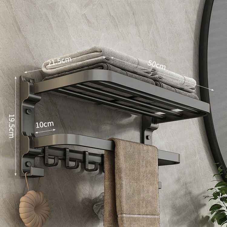 Stainless steel towel holder, wall-mounted, foldable — product view 4
