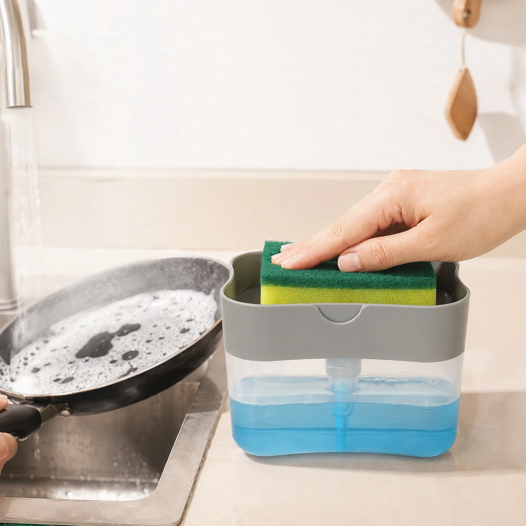 2-in-1 sponge brush holder with soap dispenser — product view 2