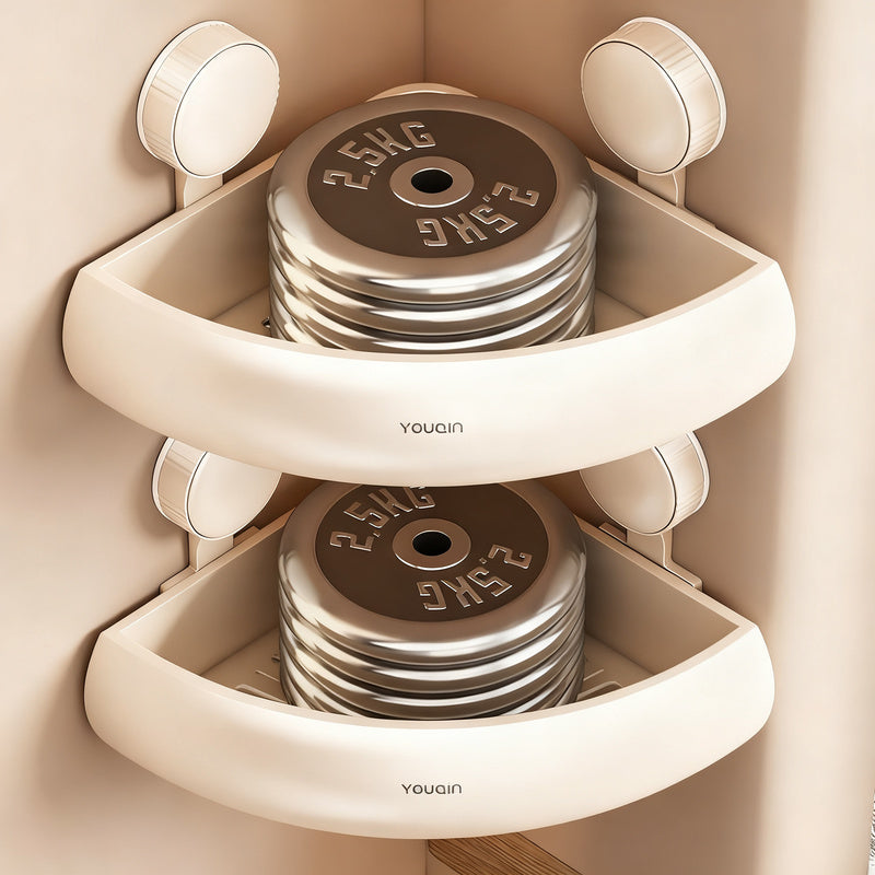 Bathroom corner shelf made of aluminum, suction cup mounting — product view 3