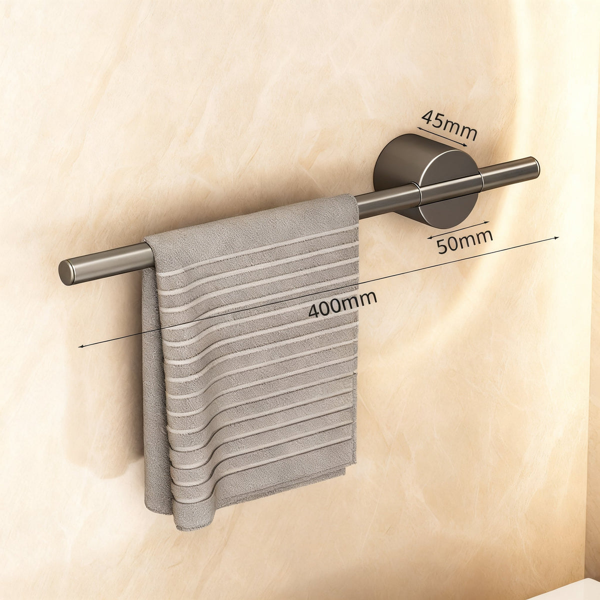 Retractable Aluminum Towel Bar, Gray — product view 5