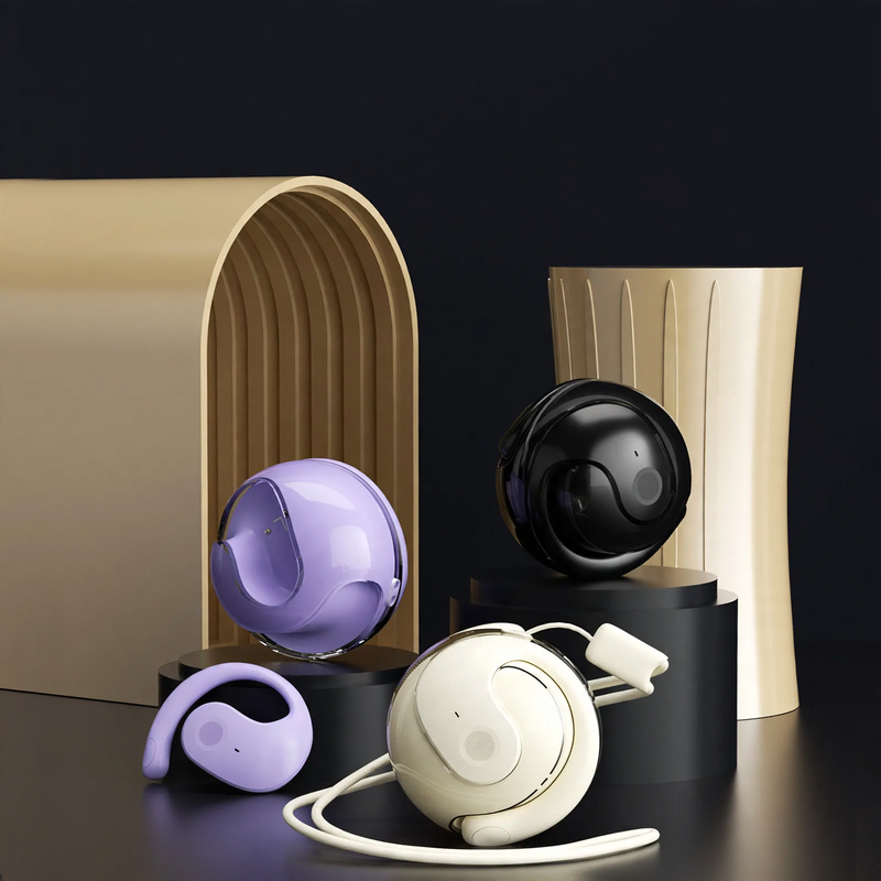 Open Bluetooth earbuds with AI translation, not in-ear — product view 2