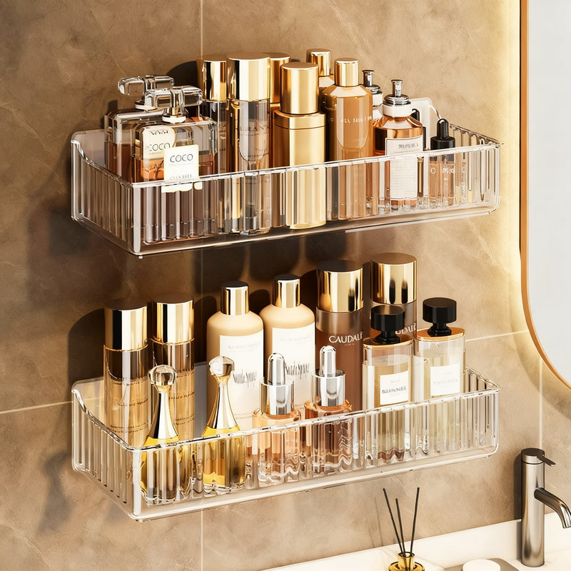 Acrylic wall shelf for bathroom, no drilling — product view 1
