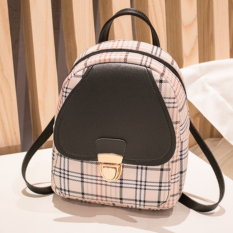 PU backpack with grid pattern, waterproof — product view 2