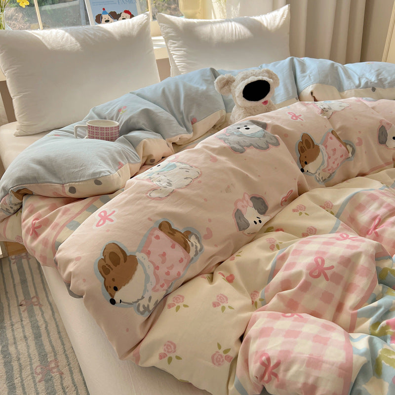 Cotton bedding with cartoon motifs, 4-piece — product view 1