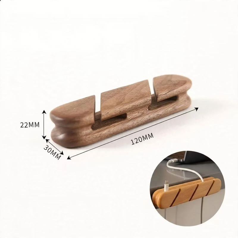 Wood cable organizer with slots — product view 4