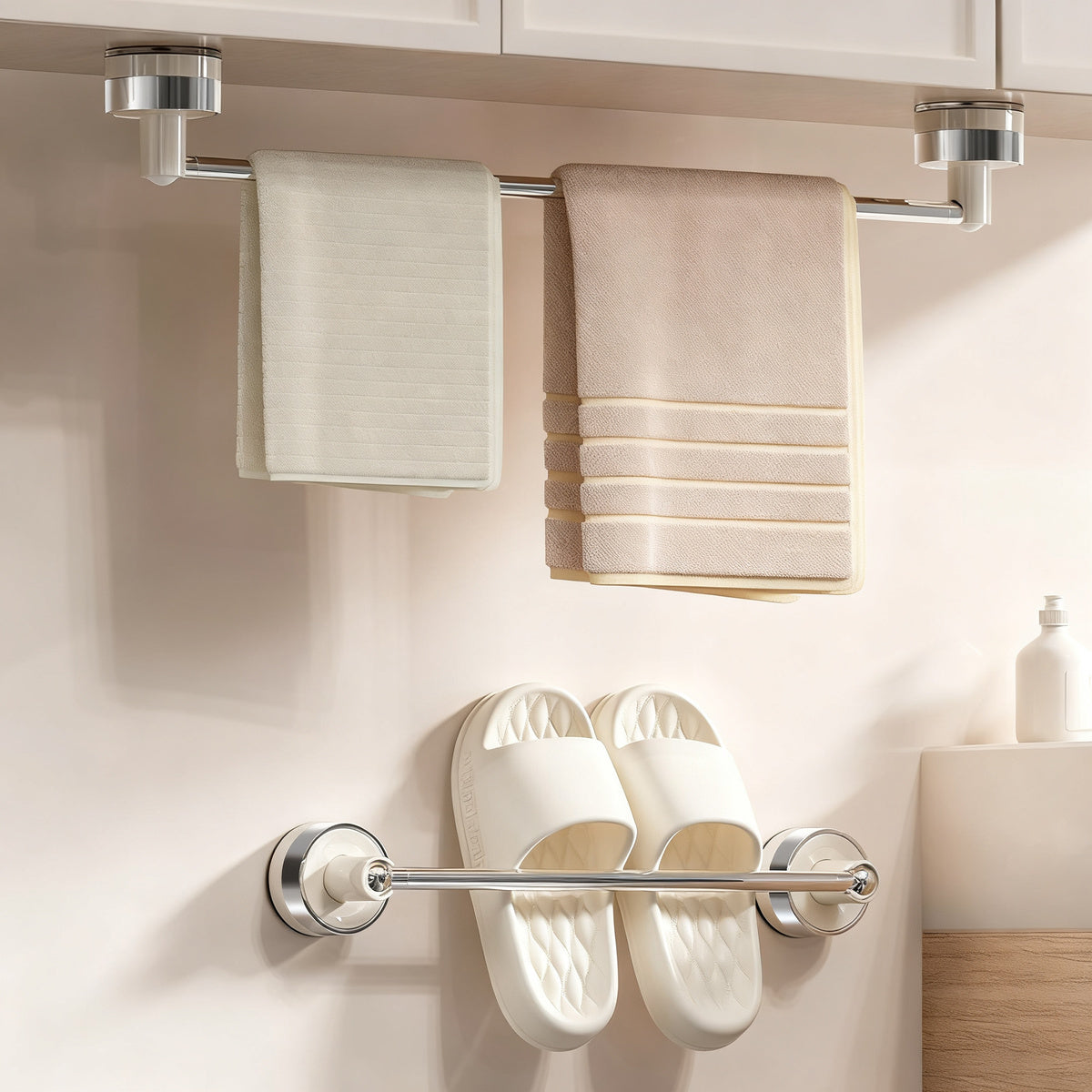 Expandable suction cup shoe rack for bathroom — product view 2