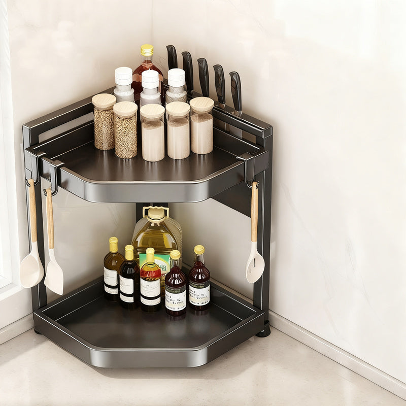 Corner shelf for kitchen, spice rack, carbon steel — product view 6