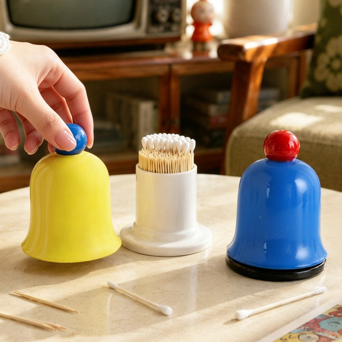 Toothpick box with bell, ABS plastic — product view 1