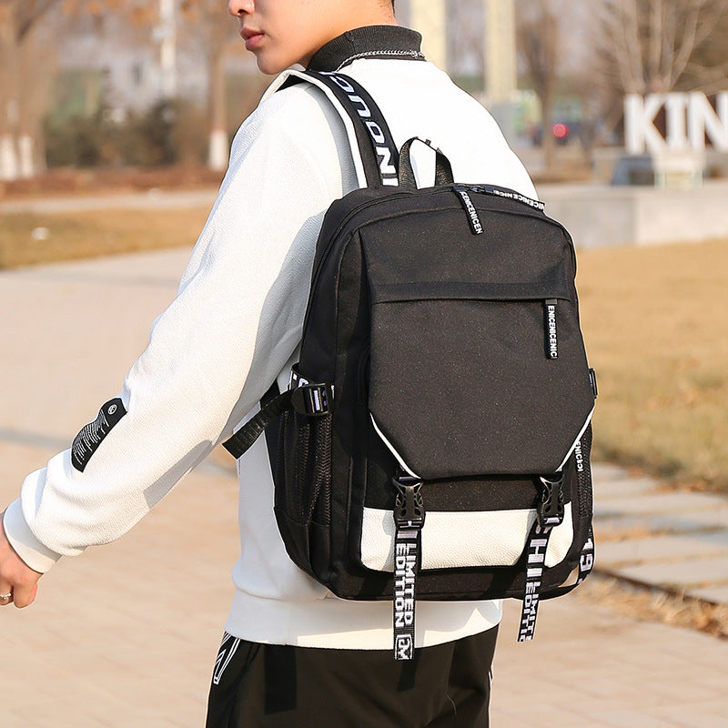 Nylon backpack with USB charging function, 20–35 L — product view 2