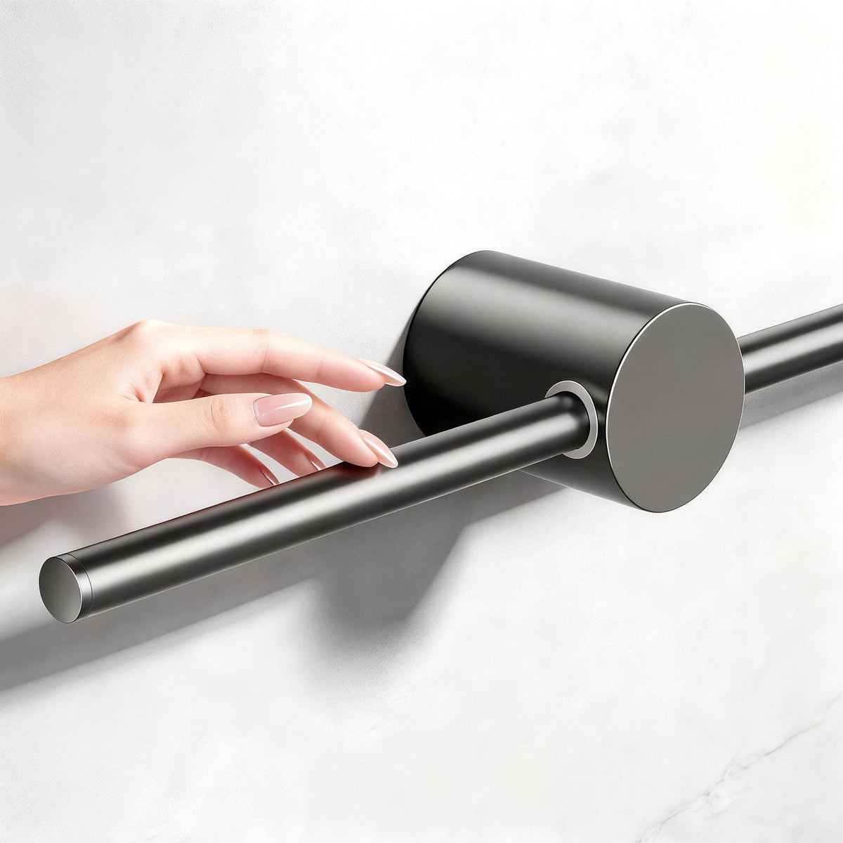 Retractable Aluminum Towel Bar, Gray — product view 3