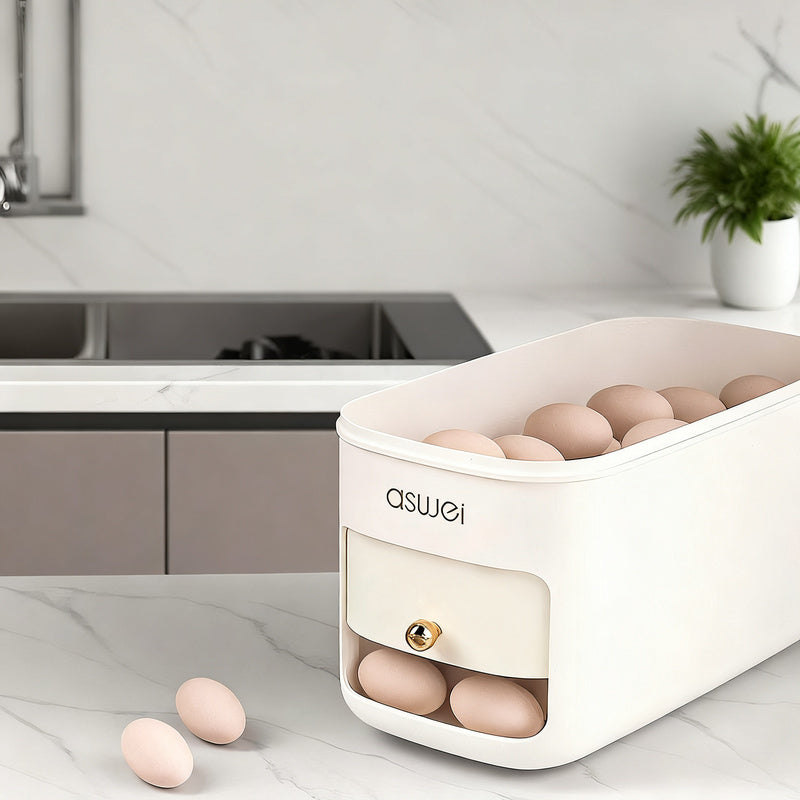 Refrigerator egg box with rolling mechanism — product view 2