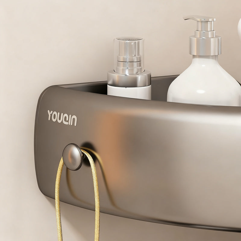 Corner shelf for bathroom, aluminum, no drilling — product view 3