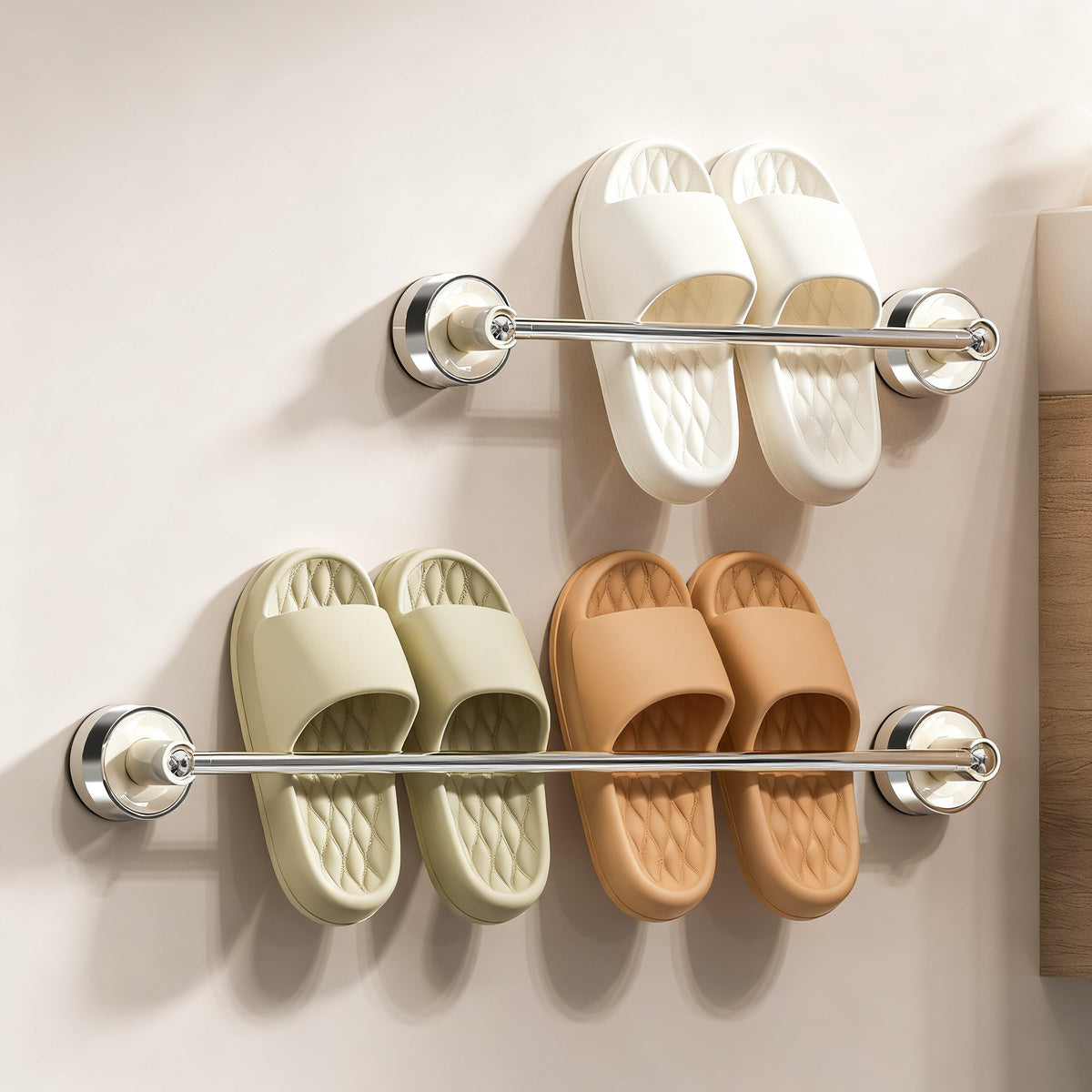 Expandable suction cup shoe rack for bathroom — product view 1