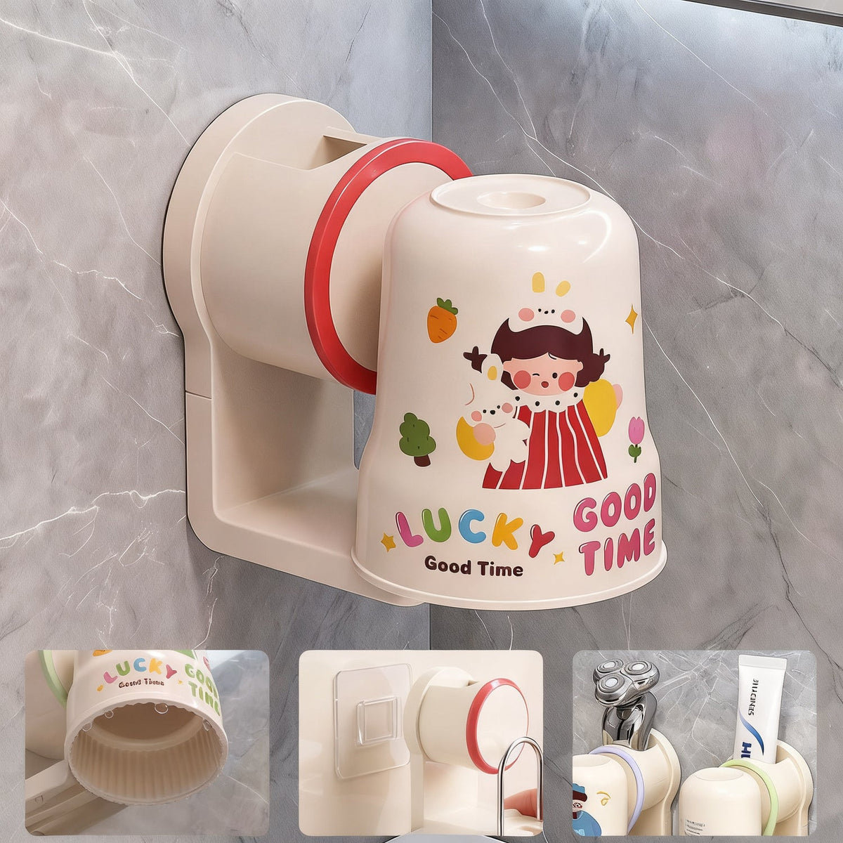 Toothbrush holder for sticking with toothbrush cup — product view 6