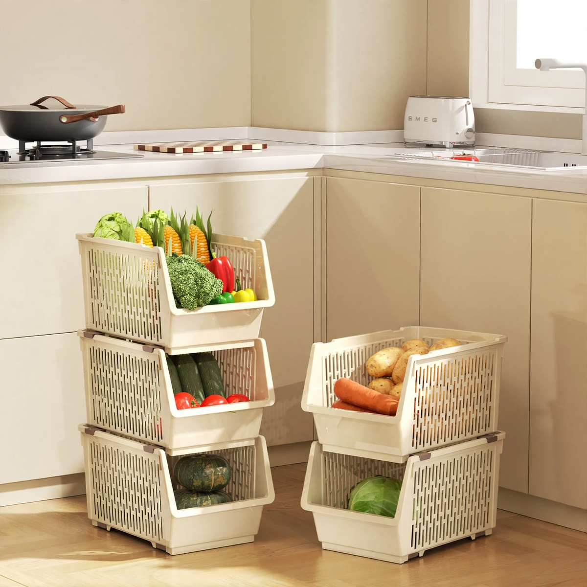Stackable storage box made of PET, model 26YM.7465 — product view 1