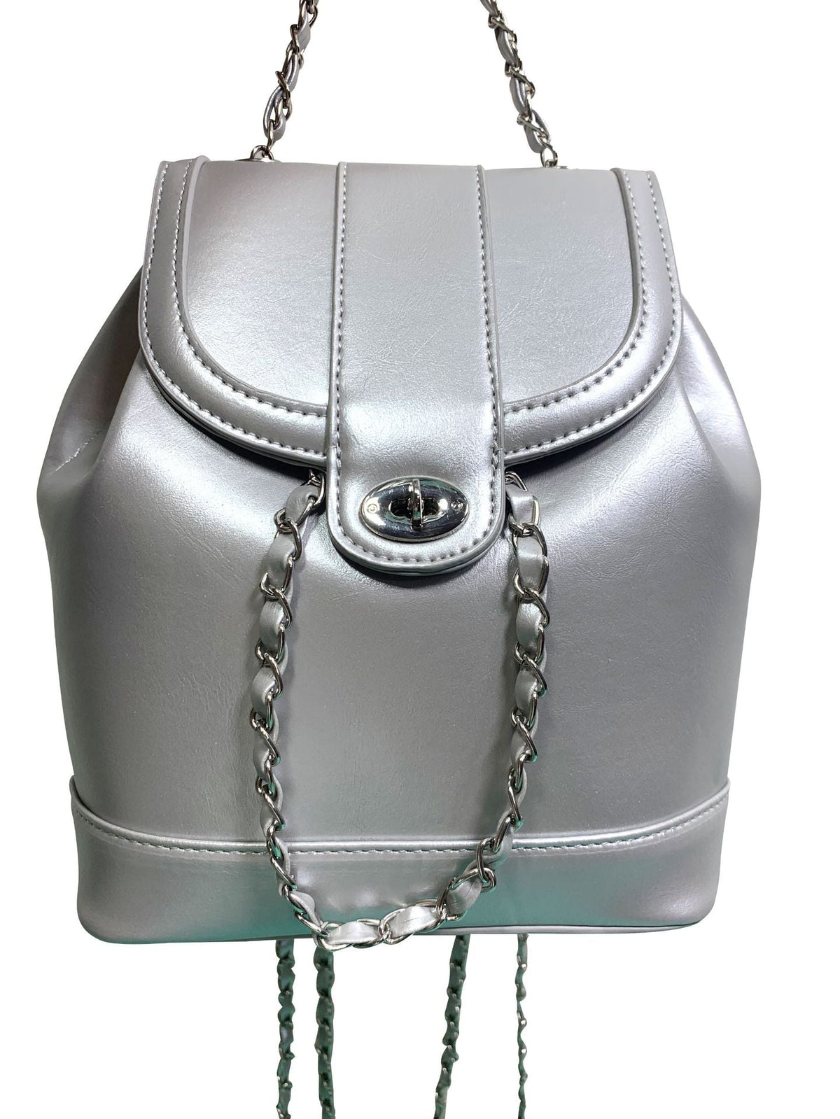Compact backpack made of PU with chain decoration — product view 6