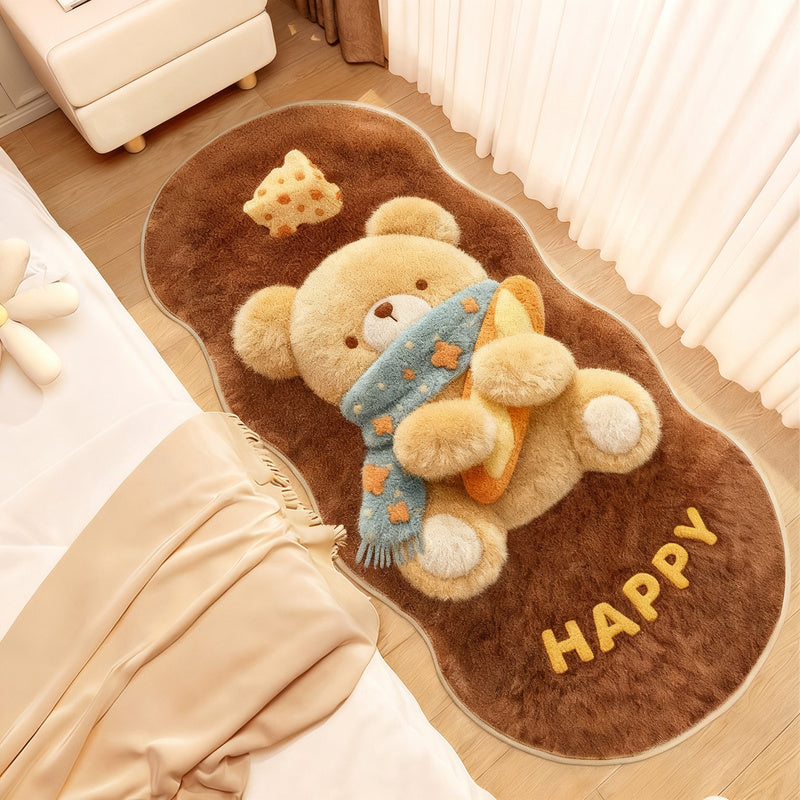 Animal motif bath mat, synthetic fur, washable — product view 3