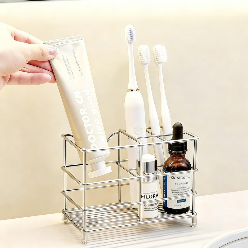 Stainless steel toothbrush holder, tray — product view 1