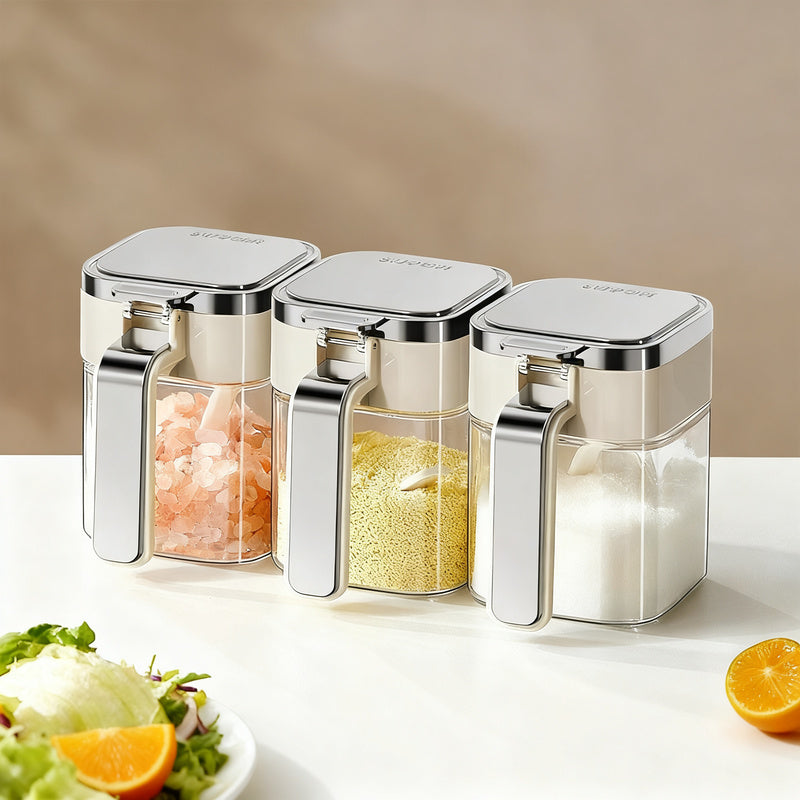 Spice box made of glass with a tight closure — product view 1