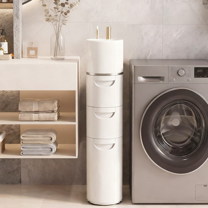 Narrow bathroom drawer cabinet, PP plastic — product view 3