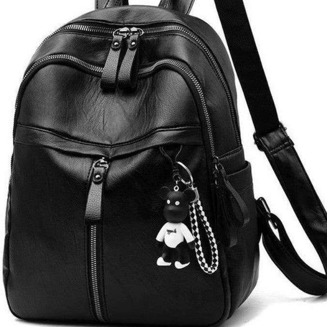Double shoulder backpack with soft faux leather look — product view 1