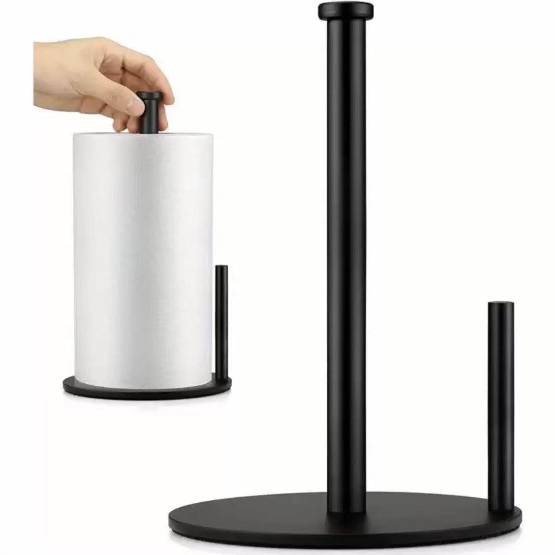 Stainless steel kitchen roll holder, double rod — product view 1